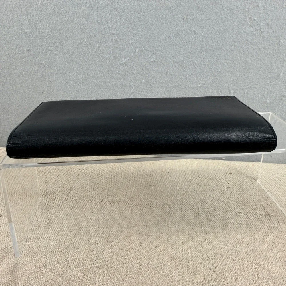 Paul Smith Black Leather Signature Stripe Continental Wallet Long Zip Pouch